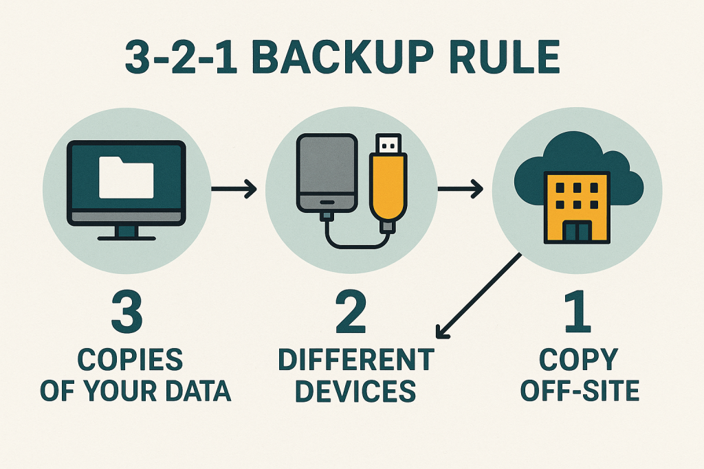 A diagram illustrating the 3-2-1 backup rule